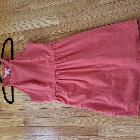 Market & Spruce Coral Linen Spring Dress Sz. S - Picture 3 of 9